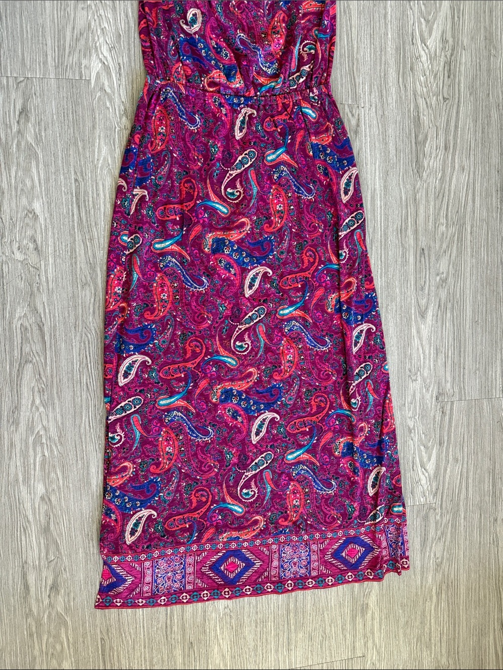 Lucky Brand Multi Color Maxi Strapless Dress Sz L - Picture 4 of 12